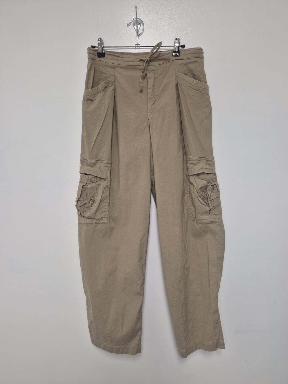 Athleta Paradise Adjustable Linen Nylon Stretch Cargo Hiking Pants Khaki Sz XS